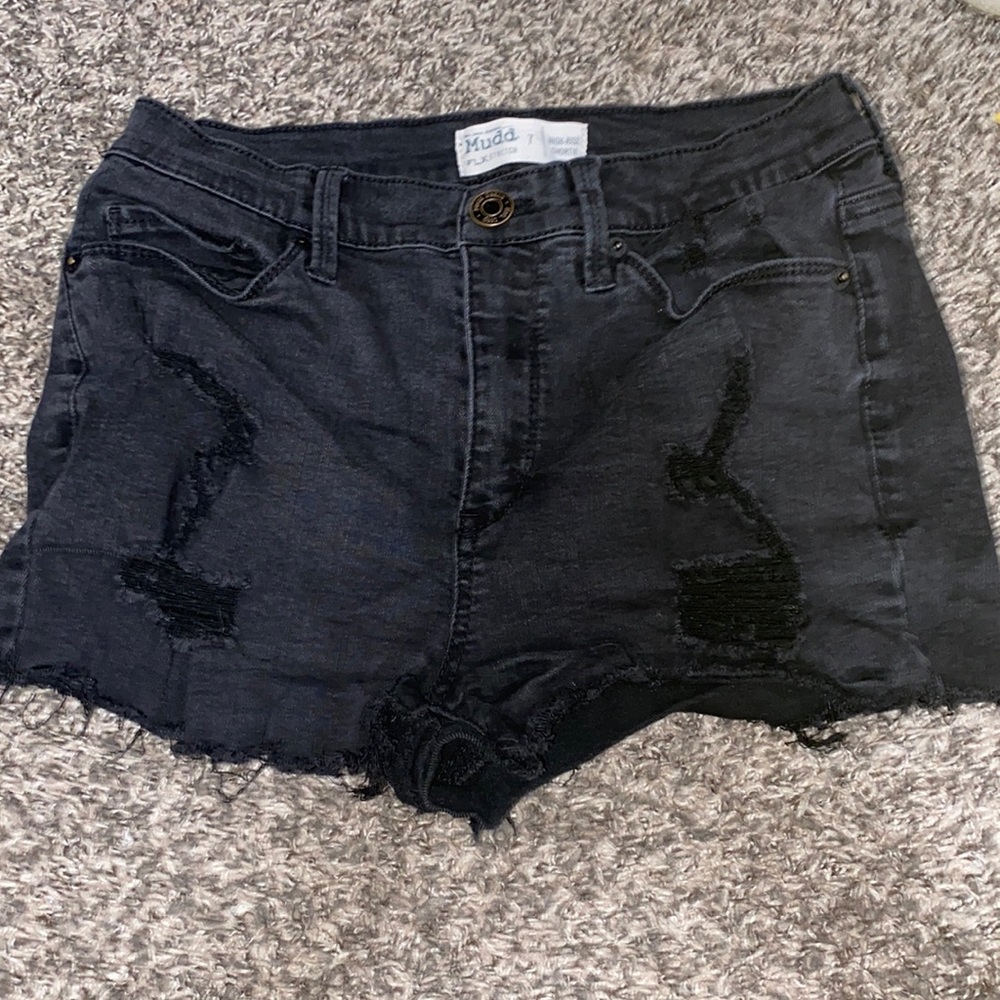 mudd black ripped jean shorts